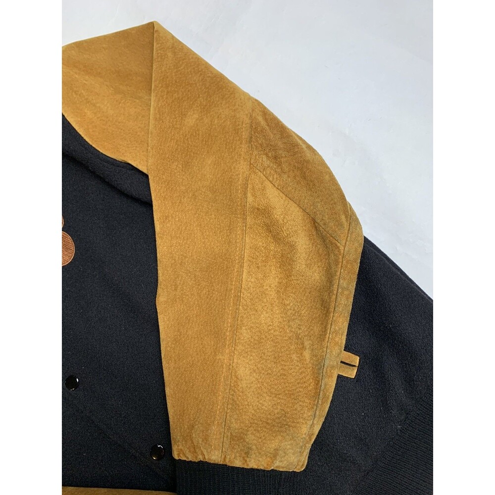 Vintage Walt Disney Studios Leather Wool Bomber Jacket Mickey Mouse M - HTF - Picture 10 of 15
